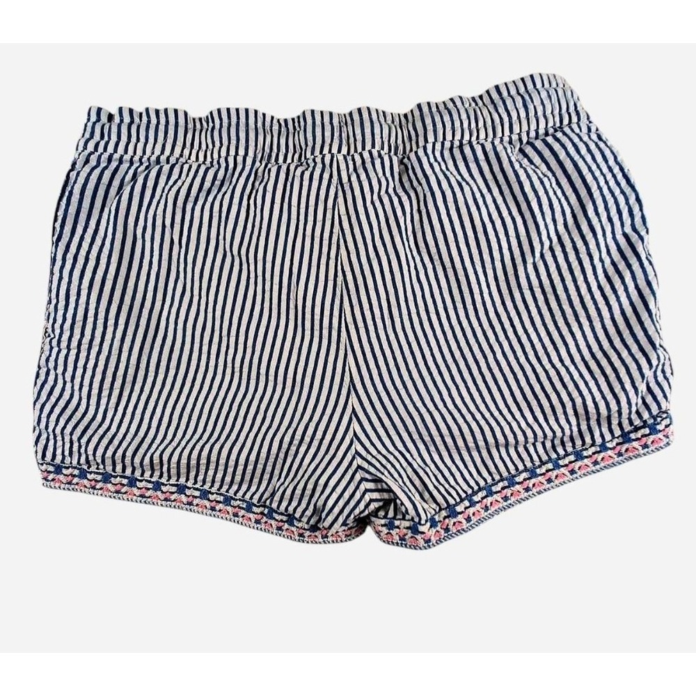 Vinyard Vines Girls Shorts Blue White Stripe Seersucker Embroidered Whale L 14 - Picture 2 of 5